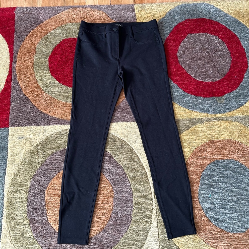 LOFT Black Stretch Skinny Ponte Pants Jeggings with Pockets Work Pants Size 2